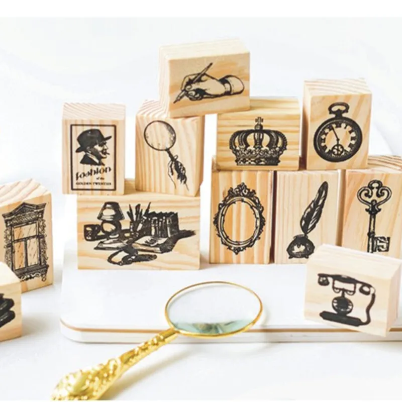 Mo.Card винтажная Готическая корона перо деревянный штамп Декоративные Канцтовары