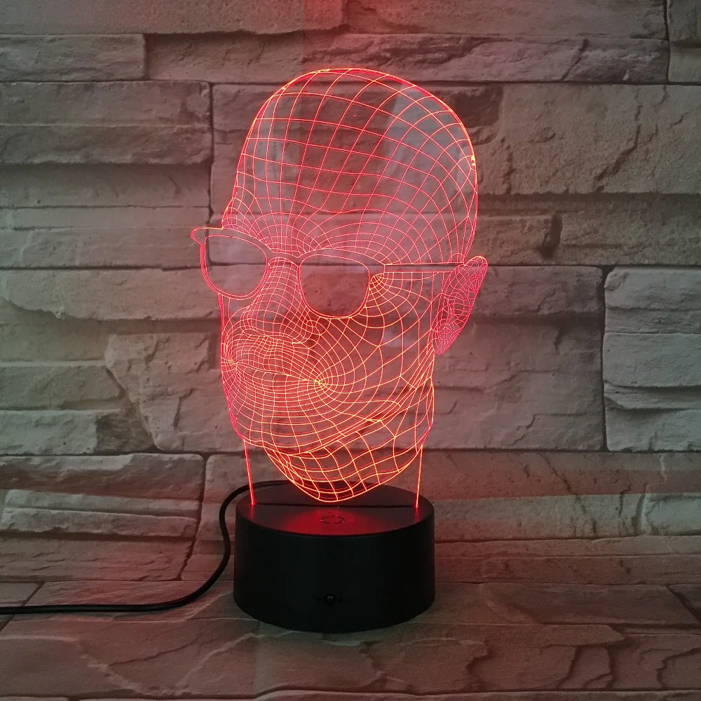 Новинка Стекло череп 3D светодиодный светильник Настольная лампа украшения на