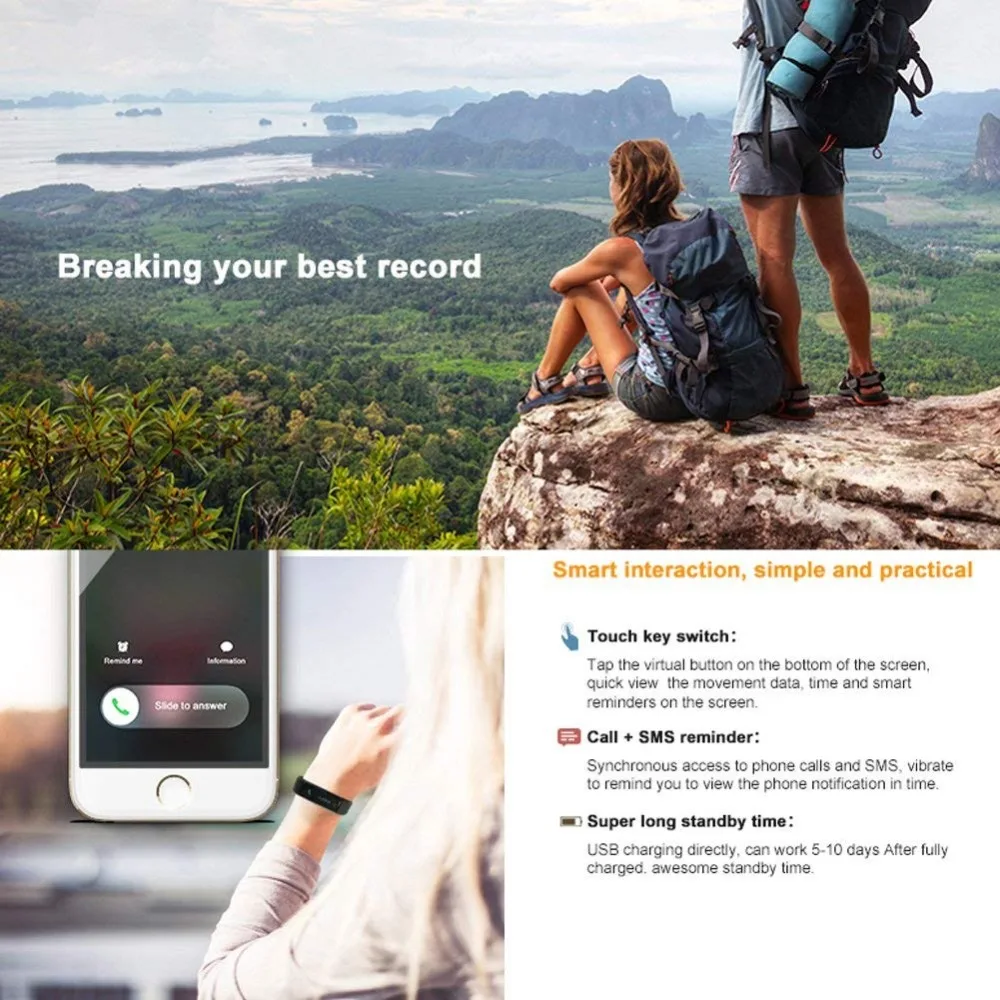 Спортивный Браслет ID115 HR фитнес-трекер мониторинг сердечного ритма Bluetooth