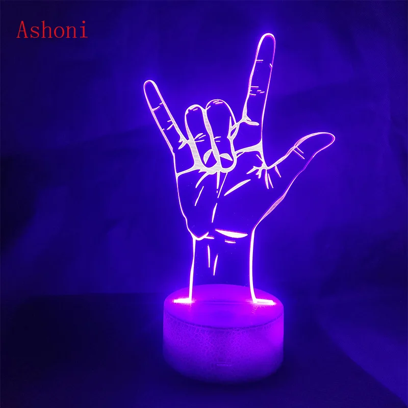 I Love You Sign Language 3D светодиодный настольный светильник сенсорный ночник с