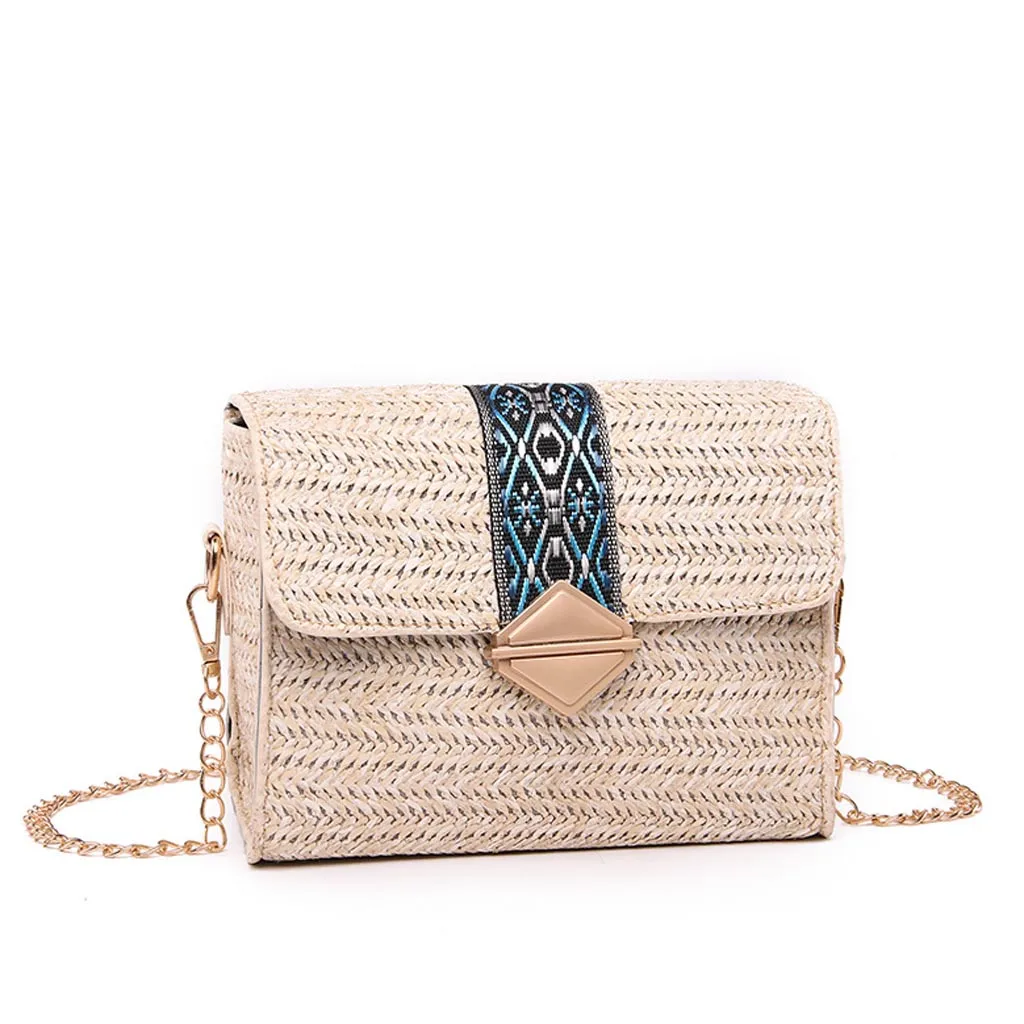 Бахрома из цепочек маленькая сумка с клапаном для женщин 2019 новые соломенные