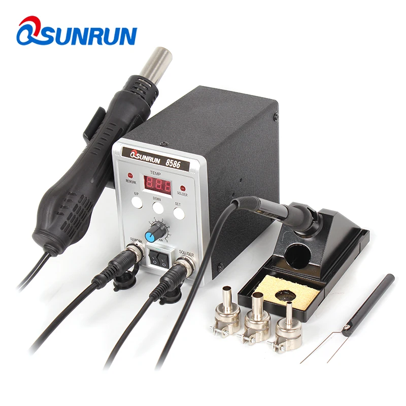 Паяльная станция 2 в 1 Qsunrun 8586 110 В/220 В 700 Вт SMD паяльная пистолет горячего воздуха +