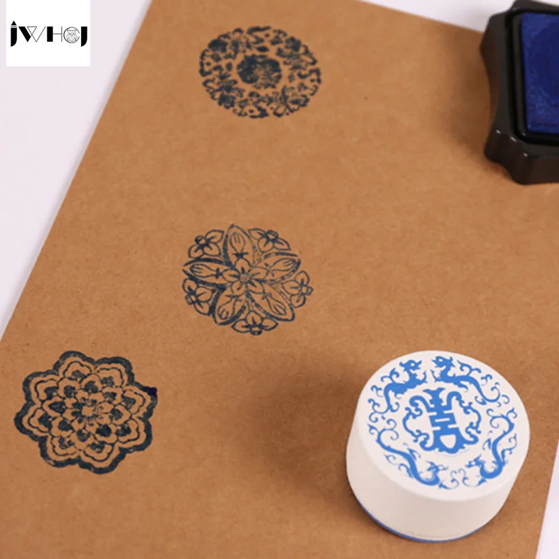 1 шт. Китайский ветер винтажный голубой и белый фарфор дневник деревянный штамп