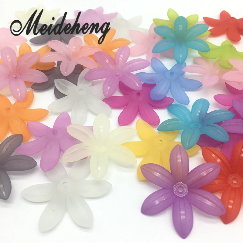

Acrylic Colorful Transparent Frosted Flower Beads Six Petals Daisy Sunflower Beads For Jewelry Making Earring Material Accessory