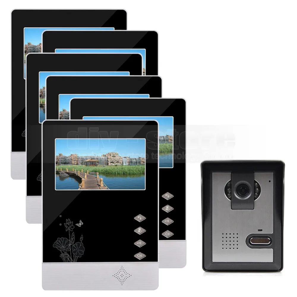 

Внутренний монитор DIYSECUR 4,3 дюйма + HD-камера 600 TVLine ИК ночного видения, видеодомофон 1V6