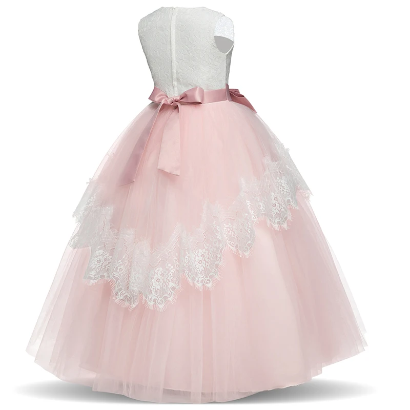 Kid's Long Party Costume For Girl Clothes Evening Dresses Kids Summer Dress Teenage Layered Lace Flower Size 6-14T |
