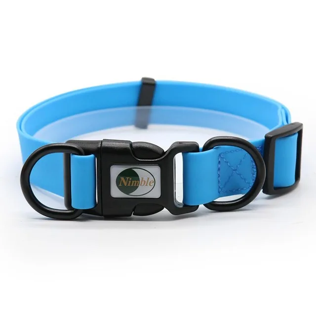 light blue collar Собачий поводок, ошейник для собак, ПВХ, водонепроницаемый поводок для собак, анти-грязный, легко чистится для больших и маленьких собак, Щенячий ошейник, поводок товары для животных - Цвет: light blue collar