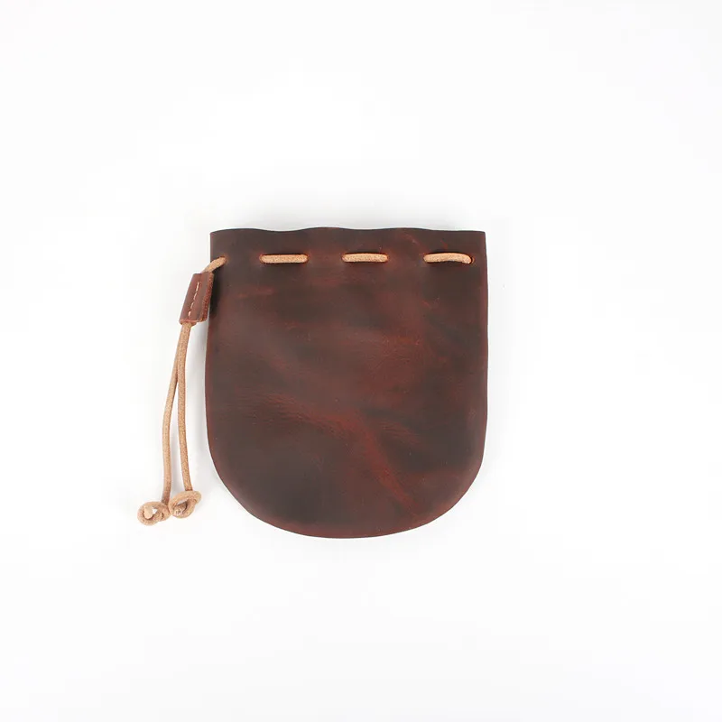 Crazy Horse Brown LEACOOL натуральная кожа кошелек для монет Crazy Horse Сумка для монет на шнурке сумка для упаковки ювелирных изделий - Цвет: Crazy Horse Brown
