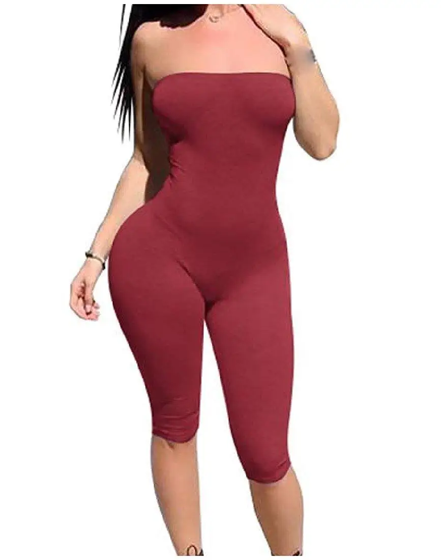 Женские рукавов Pure сексуальные комбинезоны без бретелек Bodycon|Комбинезоны c