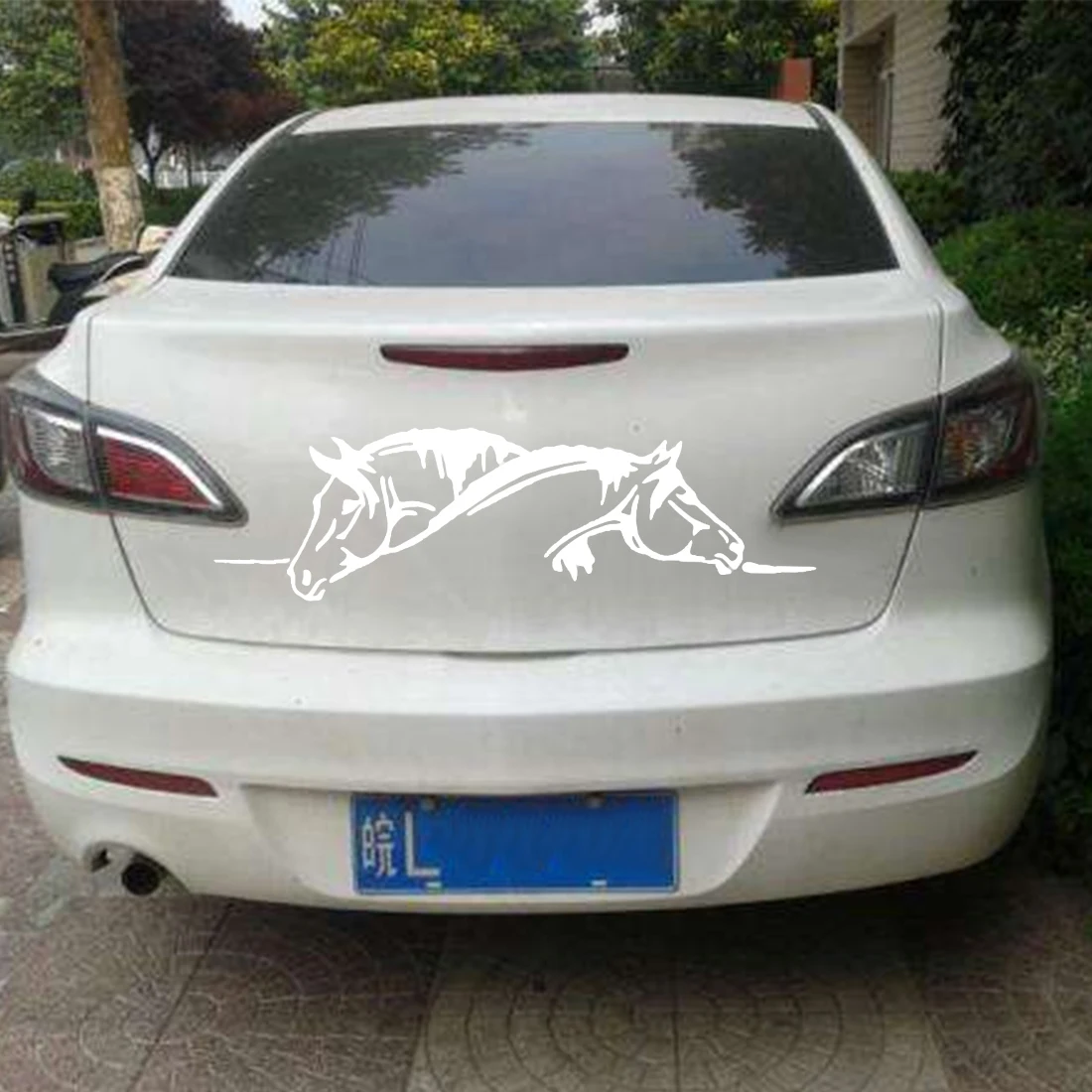 

Dewtreetali Hot Sale Creative Two Horses Graphical Car Sticker And Decal Funny Animal Car Styling Black/White