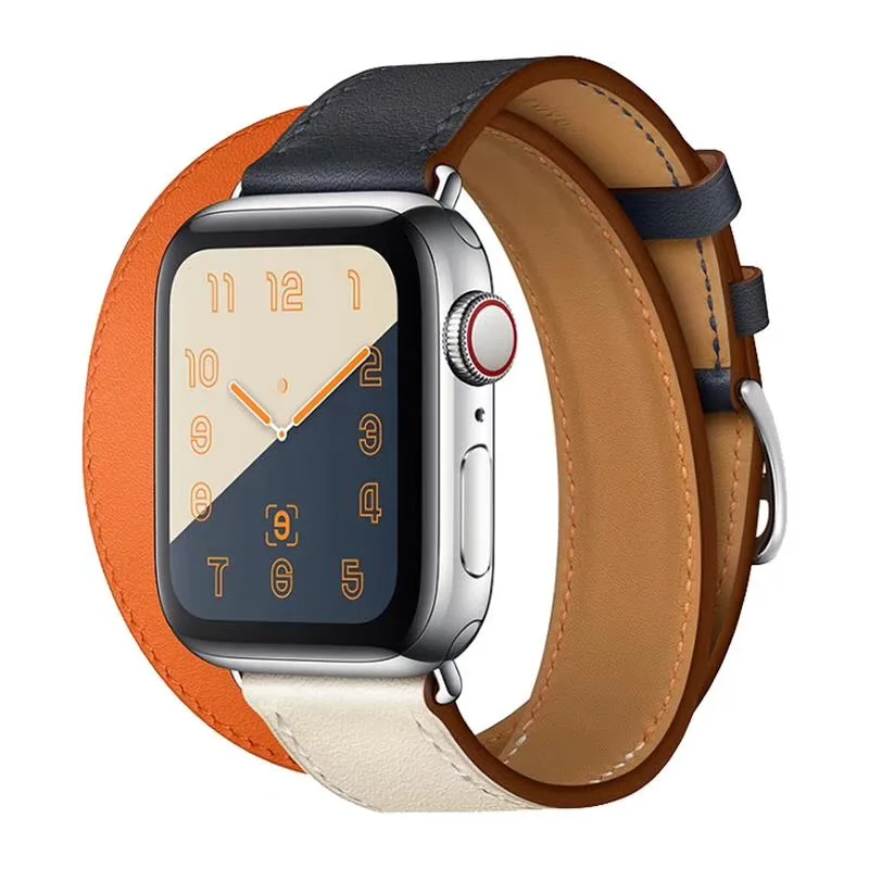 Удлиненные из натуральной кожи Double Tour браслет ремешок для Apple Watch Series4 3 2 1 38 мм 42 40 44