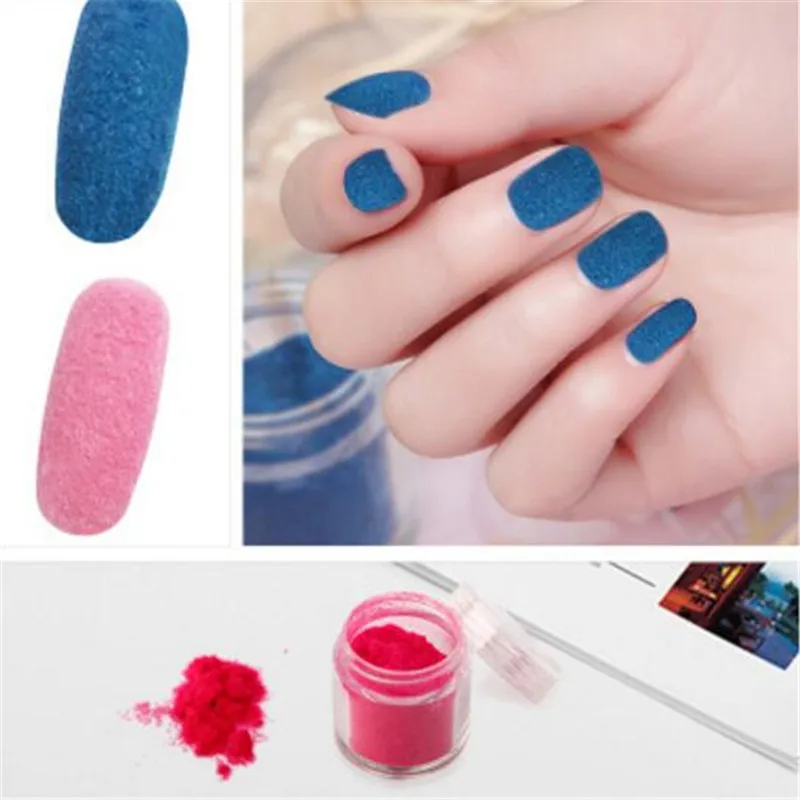 Нечеткие Флокирование Velvet порошок Черные белые красные блеск для ногтей Nail Art