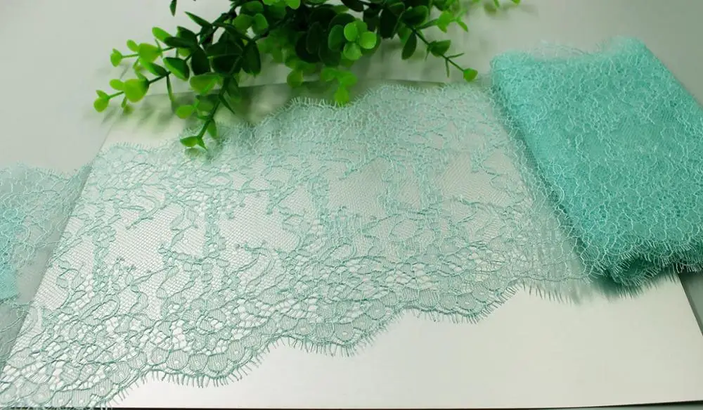 NO7 Mint Green 3 метра 16 см в ширину мятно-зеленая кружевная отделка ресниц ткань цветок DIY ремесла свадебное платье одежда Lngeire кружевной материал ручной работы - Цвет: NO7 Mint Green