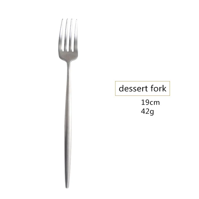 dessert fork Набор столовых приборов Десертные Вилки Ножи Ложки палочки для еды нержавеющая сталь столовое серебро стейк посуда матовые серебряные столовые приборы посуда - Цвет: dessert fork