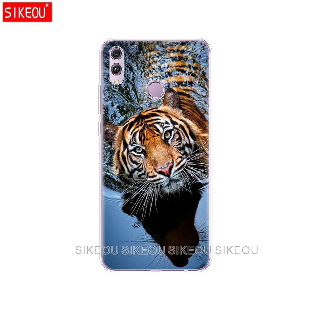 Мягкий силиконовый чехол для Huawei Honor 8x6,5 дюймов, мягкий чехол из ТПУ для Huawei Honor 8 x, чехол для телефона, Волк тигр, Лев, Леопард, медведь - Цвет: 10126