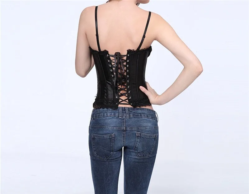 

Sapubonva corset overbust vest top flower lace up green red corsets and bustiers spaghetti straps corset waist vintage ladies