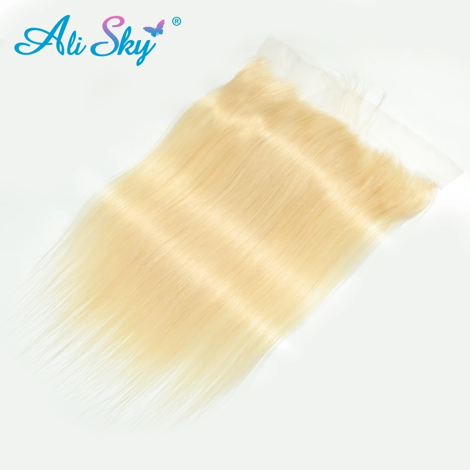 Ali Sky бразильские прямые волосы 13*4 100% человеческие на сетке 613 светлые для - Фото №1