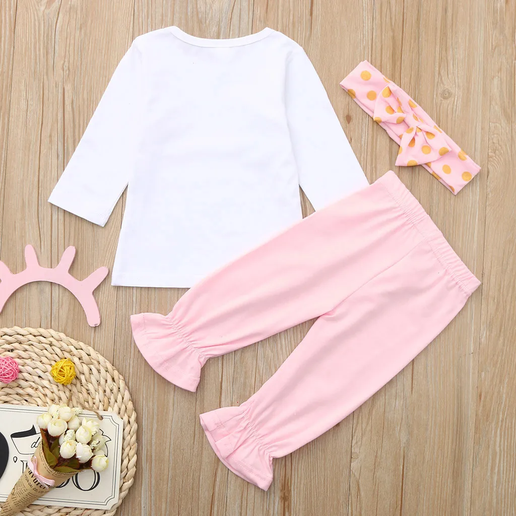 2019 ARLONEET NEWEST lovely baby girls 3Pcs Infant Baby Girls Letter Birthday Print Tops T-shirt Pants Outfits Set Z0214 |