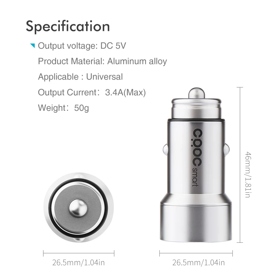 CRDC 3.4A Dual USB Car Charger Universal Metal Fast Car-Charger With LED halo for Xiaomi iPhone 7 Samsung S8 LG G5 HTC&ampTablet PC |