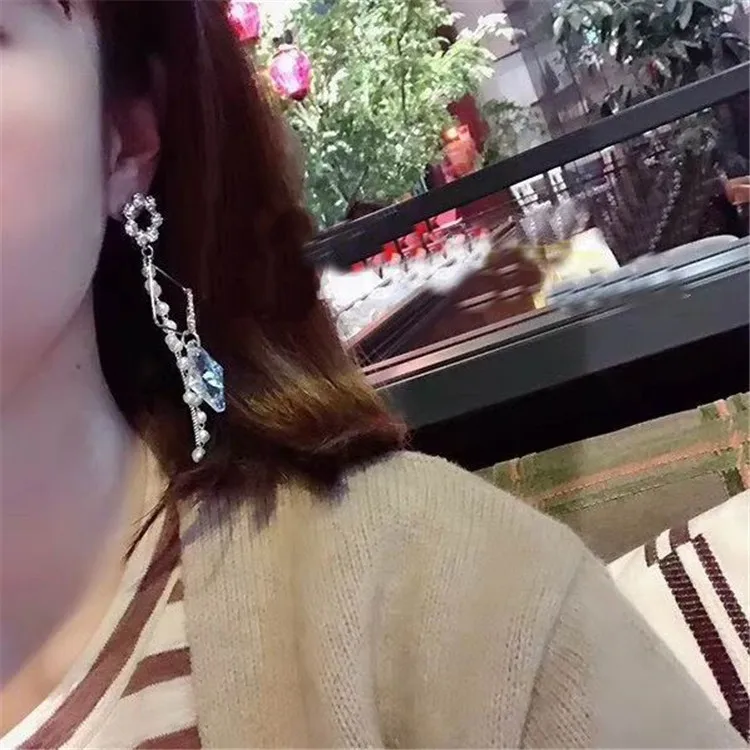 Женские асимметричные серьги MENGJIQIAO новые корейские Разноцветные с ромбовидным