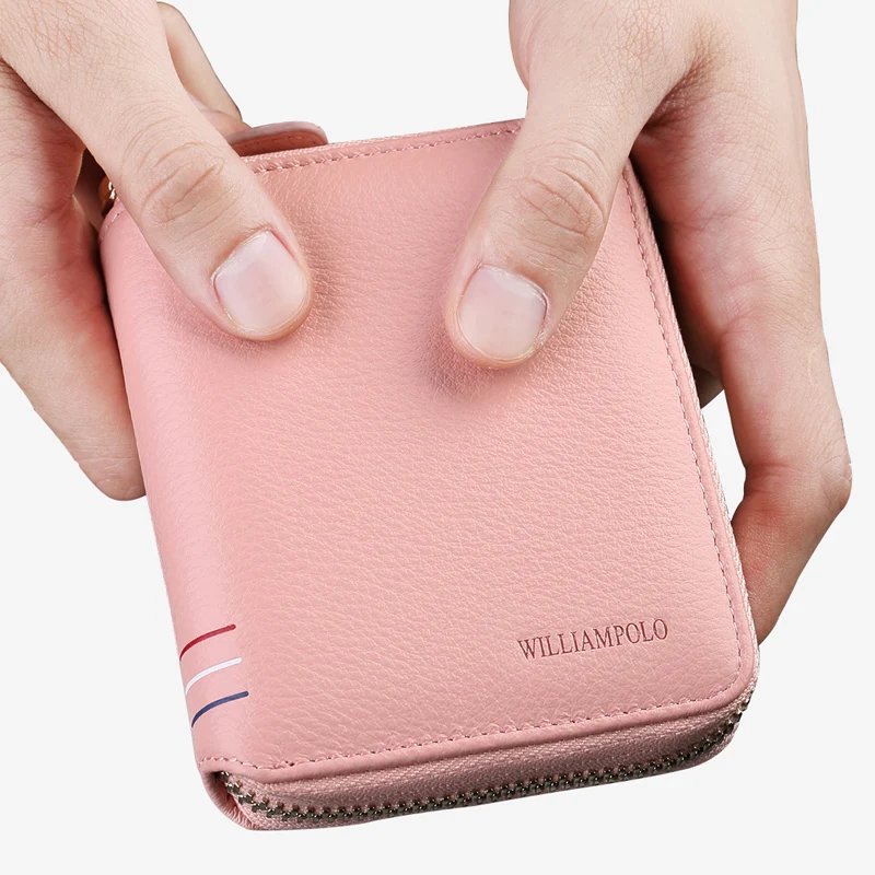 Женский и мужской кошелек из натуральной кожи WILLIAMPOLO удобный на молнии с
