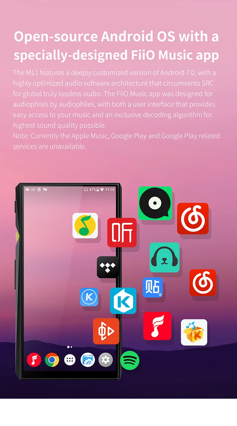 FiiO M11 аудио на базе Android Bluetooth HIFI без потерь портативный музыкальный плеер MP3 USB DAC wifi/Air Play/Spotify Aptx-HD/LDAC DSD