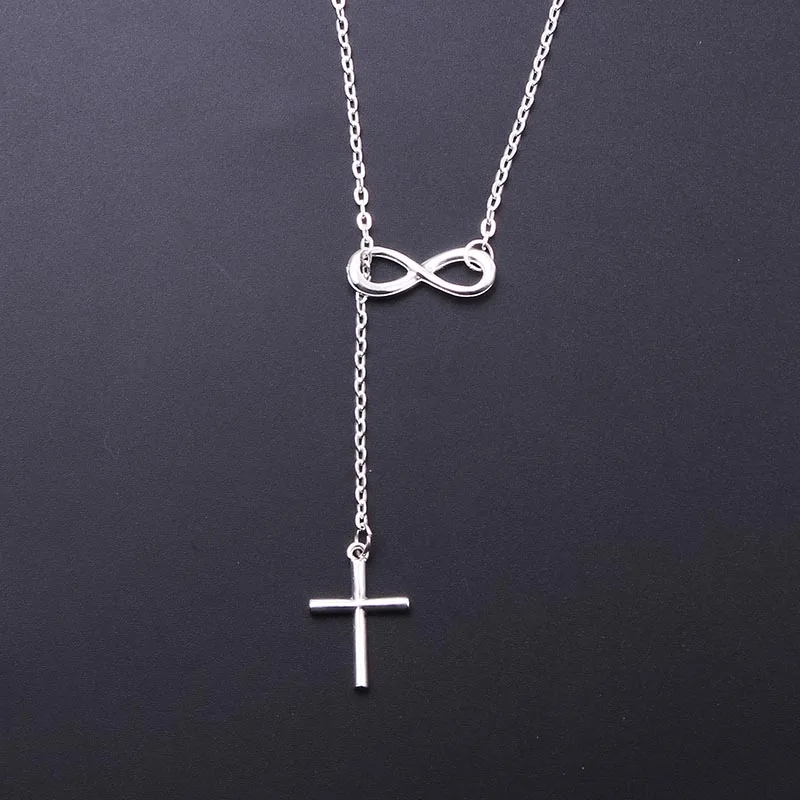 Крошечная подвеска Бесконечность Крест ожерелье ключицы цепи милое обещание