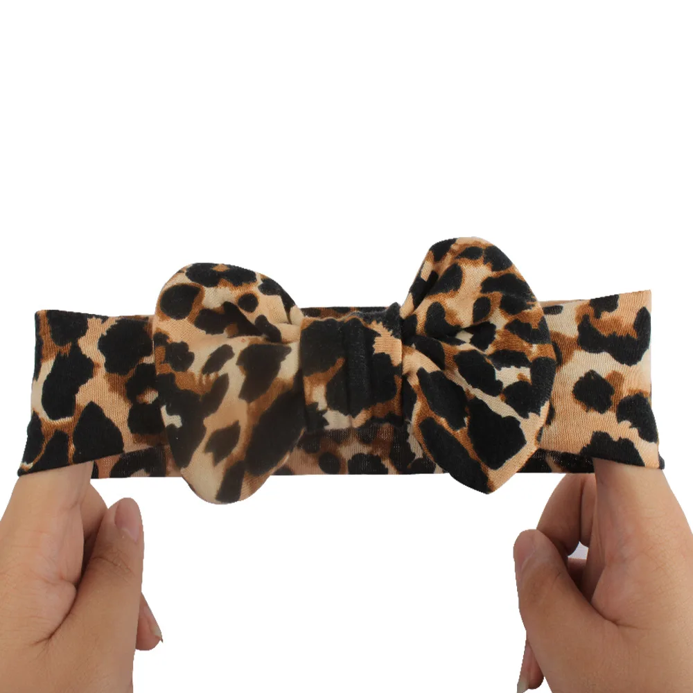 Wild Leopard Girls' Elastic Handmade Craft Fabric Bow Cheetah Headbands DIY Headwrap For Kids Bandeau Headwear Party | Детская