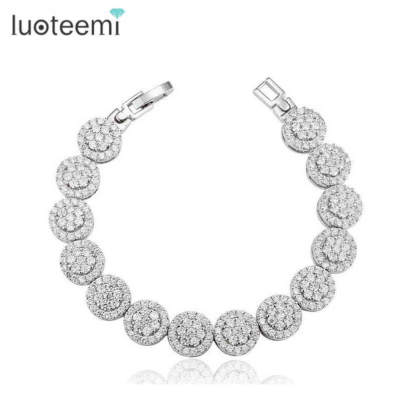 

LUOTEEMI Womem Bangle Bracelet Luxury AAA Small Cubic Zirconia Stones Paved Shining CZ Bracelet Wedding Bracelet for Women