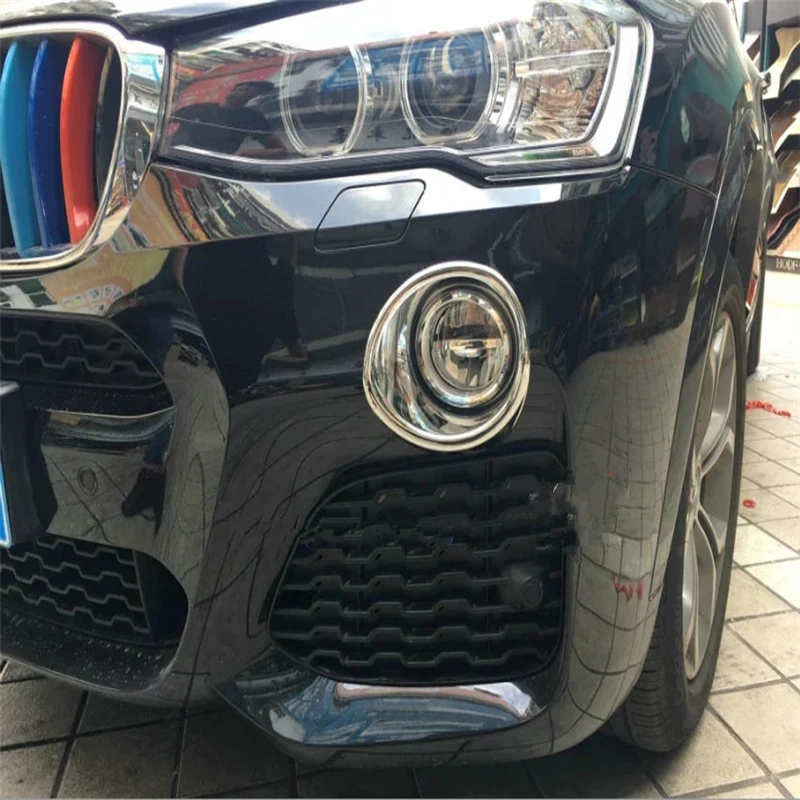 

WELKINRY car auto cover styling For BMW X3 sport model F25 2015 2016 2017 ABS chrome front head fog lamp light ring trim 2pcs