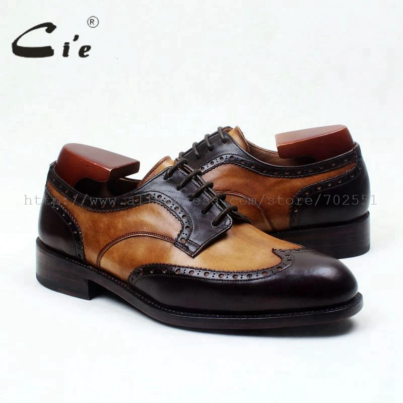 Мужские дышащие туфли на шнуровке cie коричневые/черные с круглым носком 100%