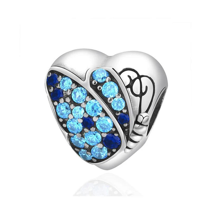 Dazzling Butterfly Оригинальные бусины из стерлингового серебра 925 Подвески с бабочкой и цветком, стеклянные подвески, подходят для браслетов Pandora, ожерелья для женщин, ювелирные изделия DIY - Цвет: Dazzling Butterfly