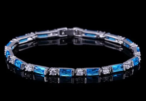 Light blue CWWZircons Модный CZ очаровательный прекрасный Красный Зеленый Синий австрийский кристалл теннисные браслеты для женщин Рождественский подарок на год CB087 - Окраска металла: Light blue