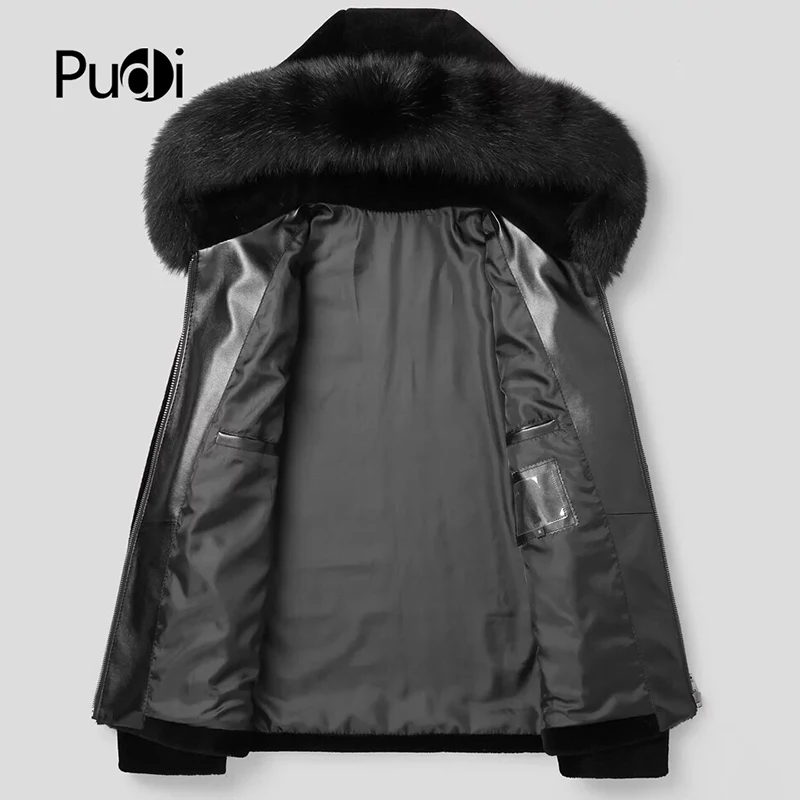 Новинка 2018 мужские модные куртки PUDI MT850 из 100% шерсти с воротником лисьего меха и