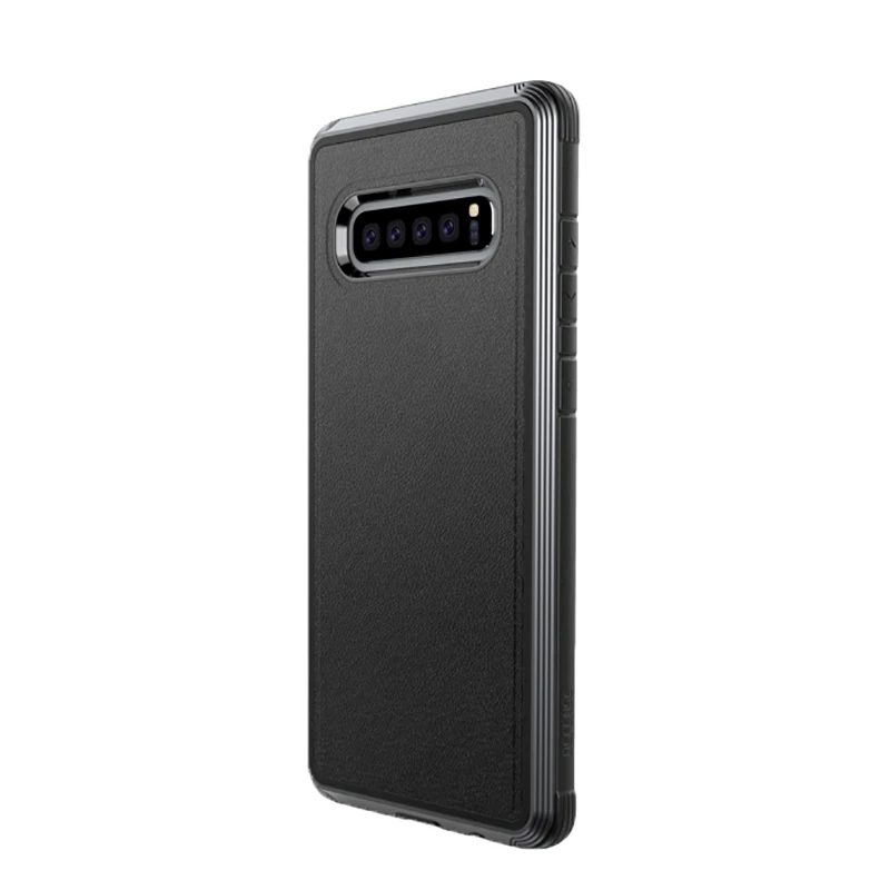 Black Leather X-Doria Defense Lux чехол для телефона для samsung Galaxy S10 Plus S10e военный класс падение протестированный чехол для S10 Plus S10e Алюминиевый Чехол - Цвет: Black Leather