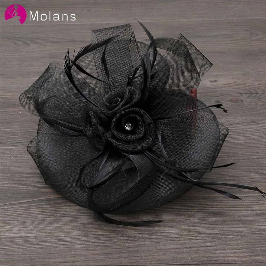 MOLANS Fancy flour Feather Mesh Вуалетка для свадьбы ткань Цветочная средней длины с клипсами