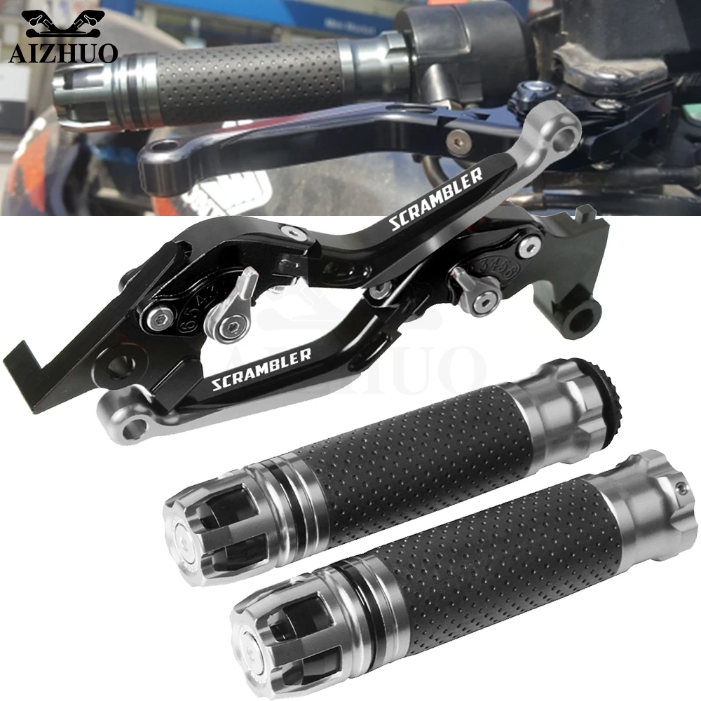 Motorcycle Brake Clutch Lever Extendable+Hand Grips Handlebar For DUCATI Scrambler 400 Scrambler400 2015-2019 2016 2017 2018 | Автомобили