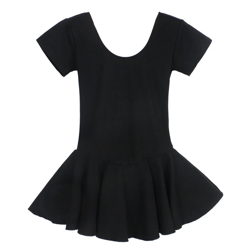

High Quality Black Cotton Ballet Dance Leotard Dress Adult Girls Women Bowknot Short Sleeves Bodysuit Dance Gymnastics Costumes
