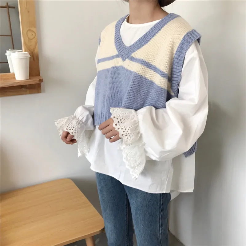 Новинка 2017 белая рубашка с длинными рукавами-фонариками Корейская Свободная