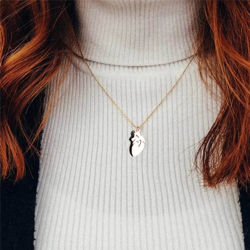 Abstract Heart Pendant Necklace Stainless Steel Organ Chokers Trendy Women Dainty Jewelry Mother's Day Gifts | Украшения и