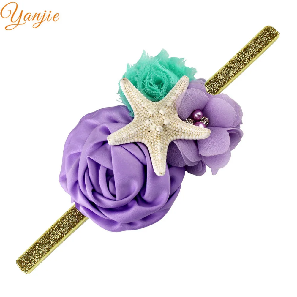 Детская атласная лента для волос с морскими звездами|flower hair accessories|hair accessorieselastic