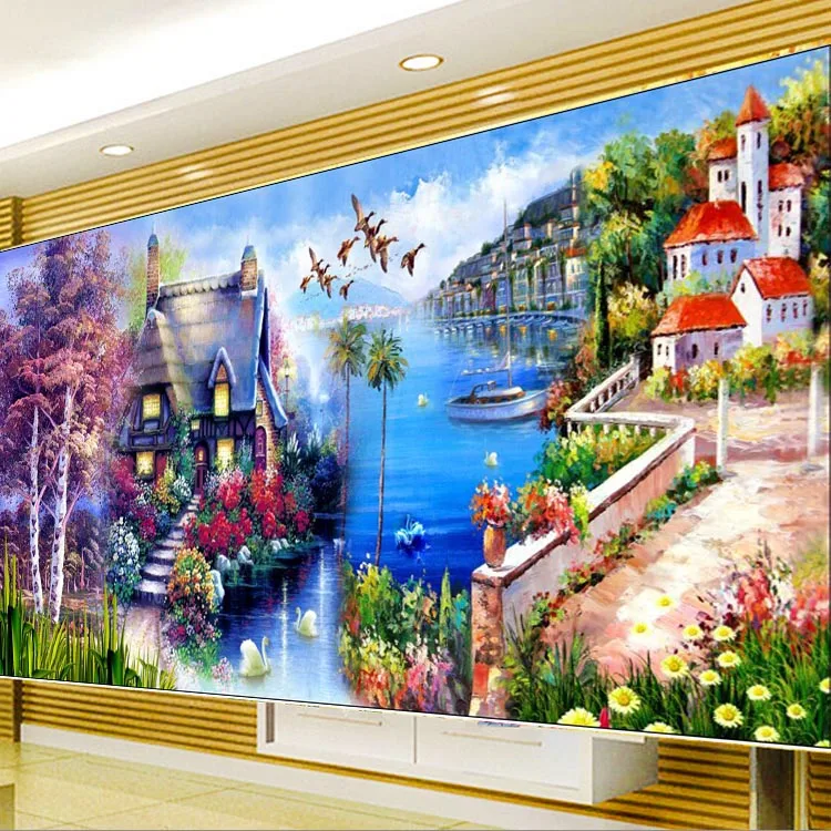 Набор для вышивки крестиком 5d круглая Стразы с изображением замка украшения дома