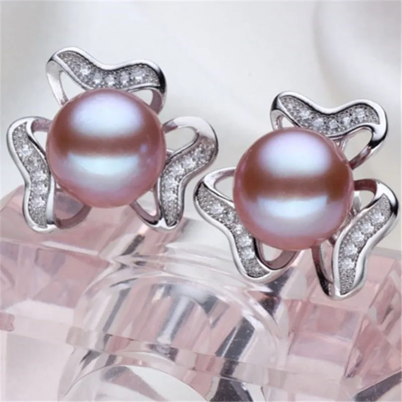 Горячие продажи новый серьги стержня для женщин хлеб круглый 9-10 мм Жемчуг Циркон