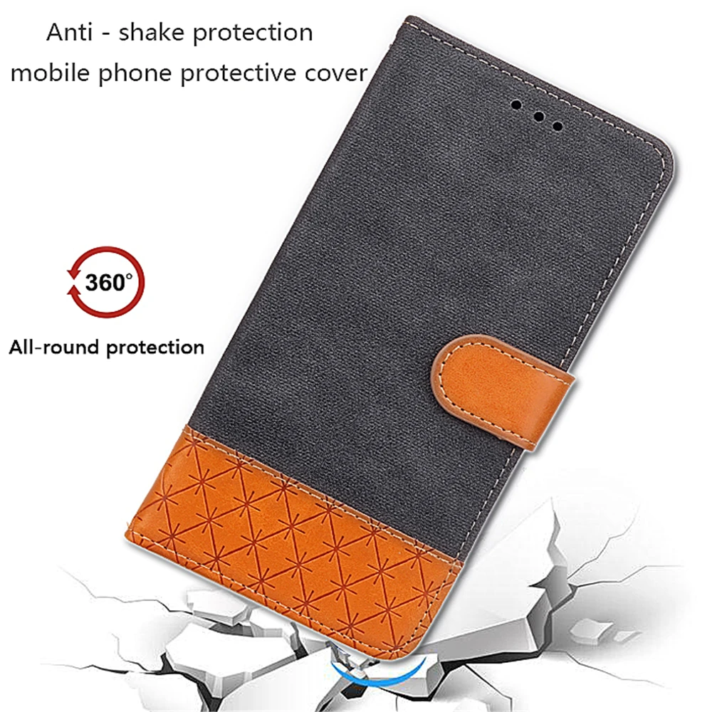 Чехол книжка FULAIKATE Denim с цветными блоками для Sony XZ1 Compact матовая задняя крышка