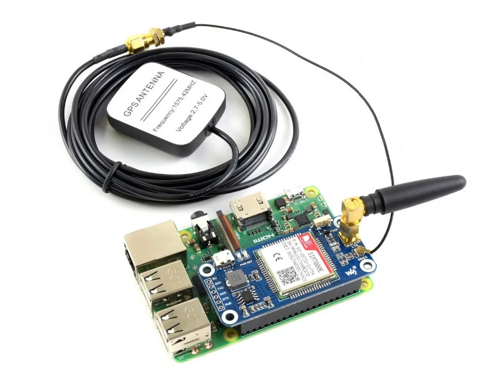 Waveshare NB-IoT/eMTC/EDGE/GPRS/GNSS шапка для Raspberry Pi на основе SIM7000E поддерживает порты TCP, UDP PPP HTTP FTP MQTT SMS, почта и т. д