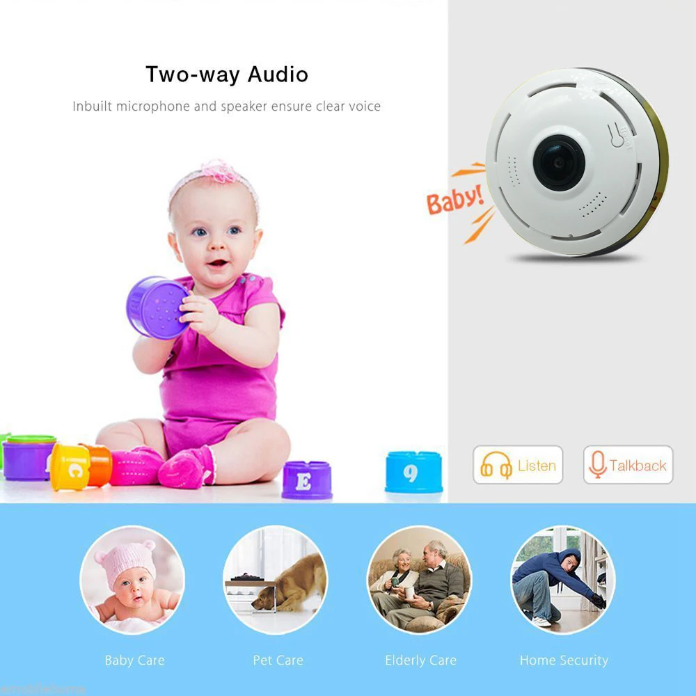 Kruiqi Мини wifi IP камера 1080P 360 градусов камера IP рыбий глаз панорамная 2 Мп wifi PTZ IP Cam беспроводная камера видеонаблюдения