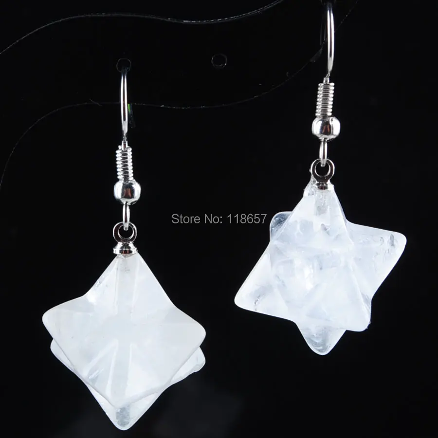Women Hanging Fashion Jewelry Drop Earring White Crystal Gem Stone pendant beads Merkabah star Reiki Chakra Earrings IR3131 | Украшения и