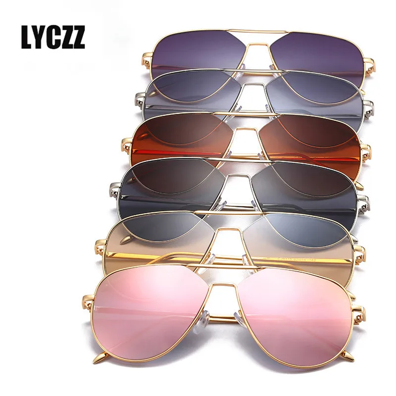 LYCZZ 2019 классы Авиатор солнцезащитные очки для женщин брендовая Дизайнерская