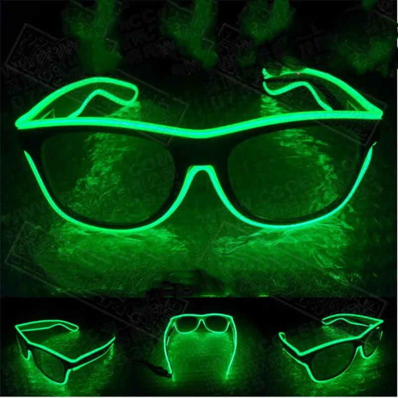 C Fluorescence Green 1 шт. мигающий EL провода светодиодный очки световой вечерние декоративный светильник ing классический подарок яркий светодиодный светильник со шнуровкой вечерние солнцезащитные очки для женщин - Цвет: C Fluorescence Green