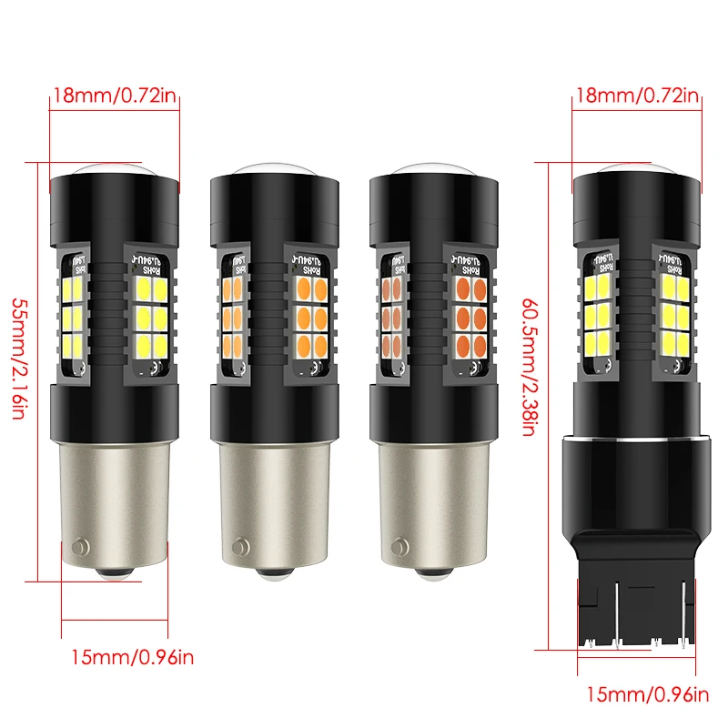 2 шт. 1156 BA15S P21W LED BAU15S PY21W лампы 1157 P21/5 W 21SMD 3030 чипы T20 7440 W21W 7443 W21/5 для автомобильных